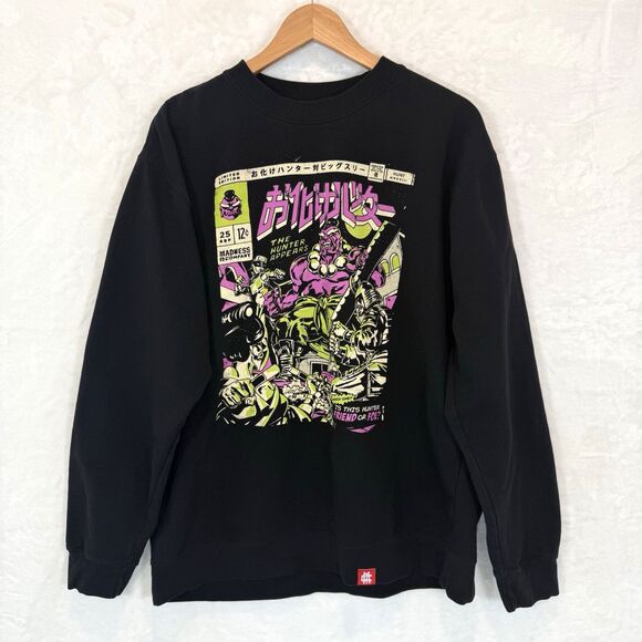 Madness & Co Sweatshirt Pullover Comic Graphic Print Japanese Black XL - Picture 1 of 11